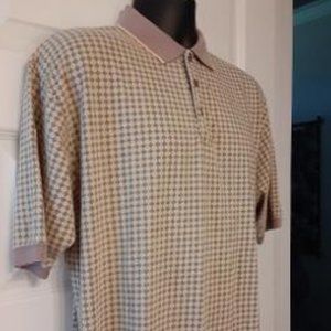 Vintage Robert Stock Cream Taupe Golf Shirt